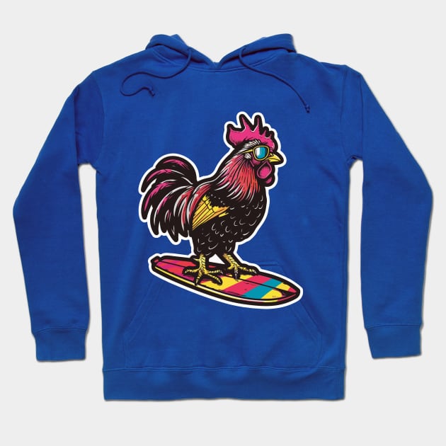 Surfing Rooster Hoodie by VelvetRoom